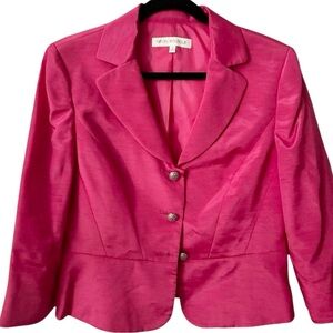 Nipon Boutique Vintage Pink Satin Peplum Blazer Jacket Rhinestone Button 12